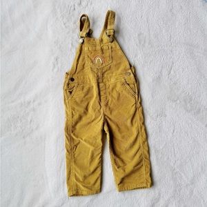 Overalls with rainbow embroidery